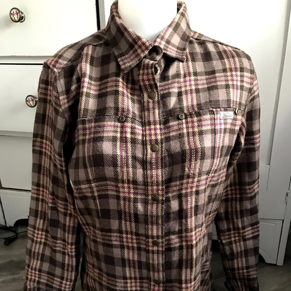 Woolrich Sawyer Coco Bean Plaid Flannel Shirt M - Picture 1 of 6